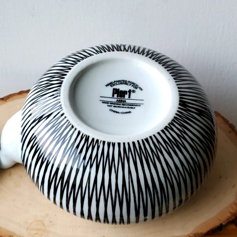 Akina Black and White Modern Handpainted Porcelain Teapot Pier One